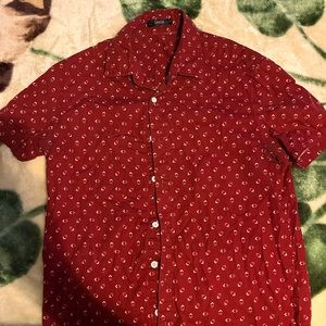 Shein, red, button down, small